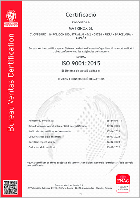 Certificat ISO 9001:2015